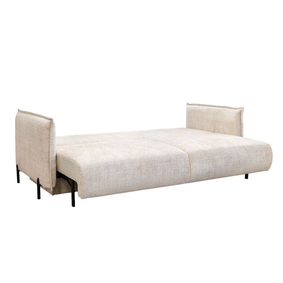 Canap&eacute; 3 places convertible avec coffre en tissu beige